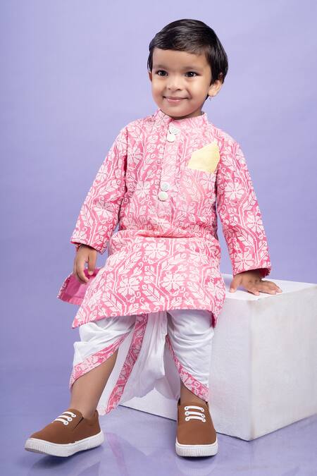 Buy Kirti Agarwal - Pret N Couture Pink Chanderi Silk, Cotton Thread Embroidered Kurta With Dhoti Pant Online at Aza Fashions Buy_Kirti Agarwal - Pret N Couture_Pink Chanderi Silk, Cotton Thread Embroidered Kurta With Dhoti Pant _Online_at_Aza_Fashions