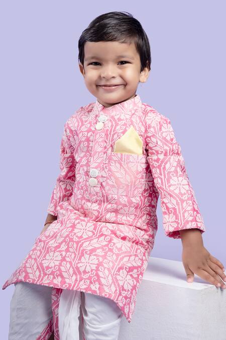 Shop Kirti Agarwal - Pret N Couture Pink Chanderi Silk, Cotton Thread Embroidered Kurta With Dhoti Pant Online at Aza Fashions Shop_Kirti Agarwal - Pret N Couture_Pink Chanderi Silk, Cotton Thread Embroidered Kurta With Dhoti Pant _Online_at_Aza_Fashions