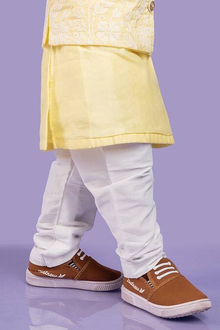 Kirti Agarwal - Pret N Couture Yellow Chanderi , Cotton, Embroidery Thread Bundi Kurta Set Online at Aza Fashions Kirti Agarwal - Pret N Couture_Yellow Chanderi , Cotton, Embroidery Thread Bundi Kurta Set _Online_at_Aza_Fashions