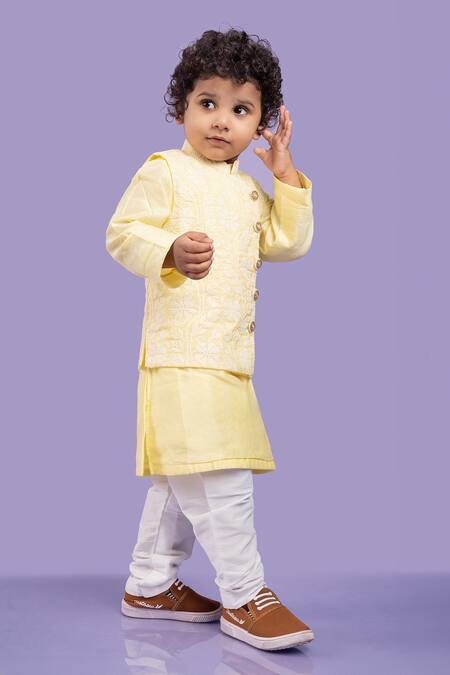 Buy Kirti Agarwal - Pret N Couture Yellow Chanderi , Cotton, Embroidery Thread Bundi Kurta Set Online at Aza Fashions Buy_Kirti Agarwal - Pret N Couture_Yellow Chanderi , Cotton, Embroidery Thread Bundi Kurta Set _Online_at_Aza_Fashions