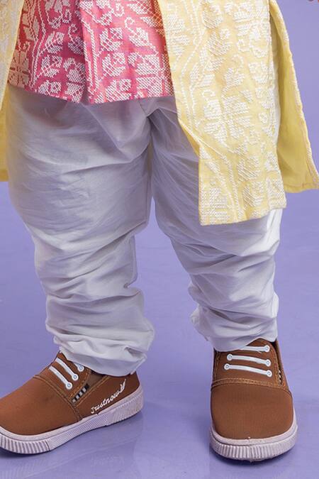 Kirti Agarwal - Pret N Couture Pink Chanderi Silk, Satin, Floral Layered Kurta With Pant Online at Aza Fashions Kirti Agarwal - Pret N Couture_Pink Chanderi Silk, Satin, Floral Layered Kurta With Pant _Online_at_Aza_Fashions