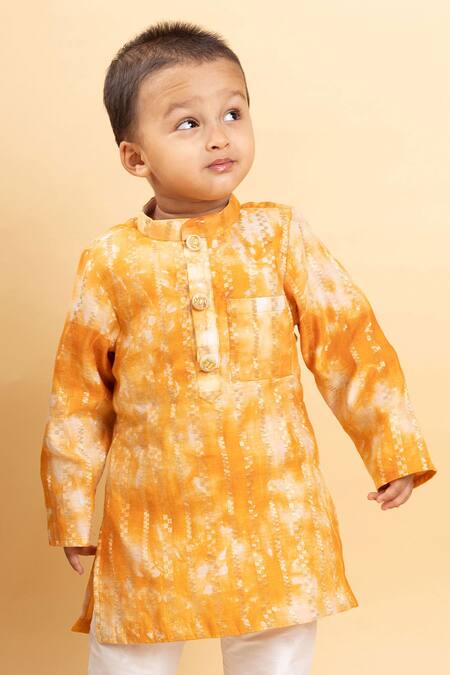 Kirti Agarwal - Pret N Couture Orange Chanderi , Cotton, Linen, Abstract Tie-dye Kurta With Pant Online at Aza Fashions Kirti Agarwal - Pret N Couture_Orange Chanderi , Cotton, Linen, Abstract Tie-dye Kurta With Pant_Online_at_Aza_Fashions