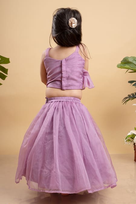 Shop Kirti Agarwal - Pret N Couture Purple Silk, Organza, Linen Beads Embellished Top And Lehenga Set at Aza Fashions Shop_Kirti Agarwal - Pret N Couture_Purple Silk, Organza, Linen Beads Embellished Top And Lehenga Set _at_Aza_Fashions