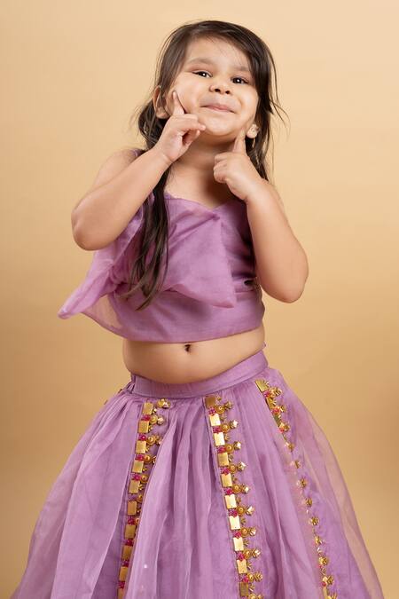 Kirti Agarwal - Pret N Couture Purple Silk, Organza, Linen Beads Embellished Top And Lehenga Set Online at Aza Fashions Kirti Agarwal - Pret N Couture_Purple Silk, Organza, Linen Beads Embellished Top And Lehenga Set _Online_at_Aza_Fashions