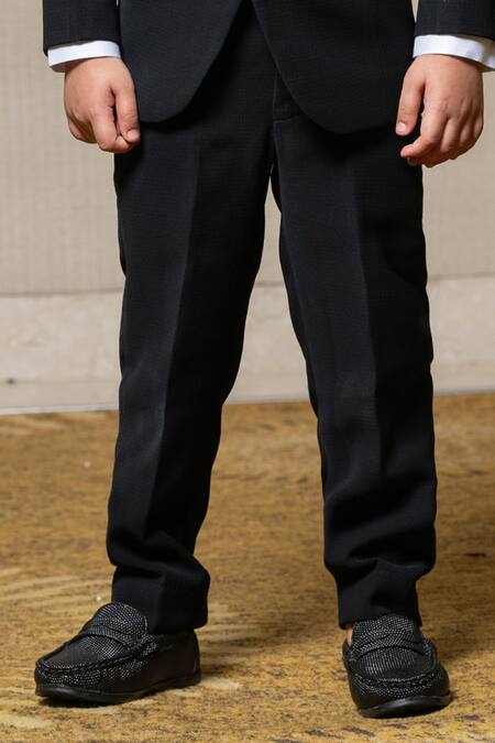 Buy_Kirti Agarwal - Pret N Couture_White Gingham Textured Lapel Blazer Pant Set _Online_at_Aza_Fashions