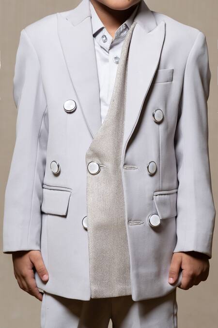 Buy Kirti Agarwal - Pret N Couture Grey Gingham, Gabardine Double Breasted Blazer Pant Set Online at Aza Fashions Buy_Kirti Agarwal - Pret N Couture_Grey Gingham, Gabardine Double Breasted Blazer Pant Set _Online_at_Aza_Fashions