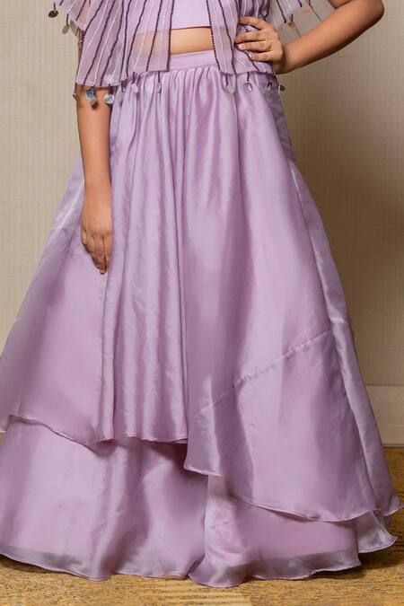 Kirti Agarwal - Pret N Couture Purple Satin, Organza, Net Beads, Sequins Stripe Embroidered Cape Skirt Set Online at Aza Fashions Kirti Agarwal - Pret N Couture_Purple Satin, Organza, Net Beads, Sequins Stripe Embroidered Cape Skirt Set _Online_at_Aza_Fashions