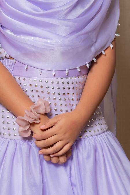 Kirti Agarwal - Pret N Couture_Purple Net, Organza, Cotton, Satin Embellished Lilac Crop Top And Lehenga _Online_at_Aza_Fashions