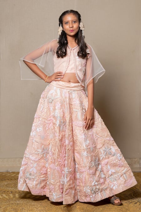 Kirti Agarwal - Pret N Couture Placket Embroidered Cape Lehenga Set 