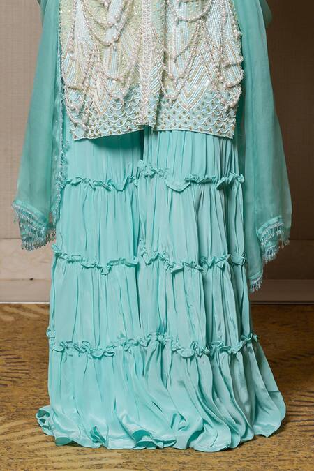 Kirti Agarwal - Pret N Couture Green Organza, Crepe, Cotton Beads, Cut Work Cutdana Embroidered Kurta Set Online at Aza Fashions Kirti Agarwal - Pret N Couture_Green Organza, Crepe, Cotton Beads, Cut Work Cutdana Embroidered Kurta Set _Online_at_Aza_Fashions