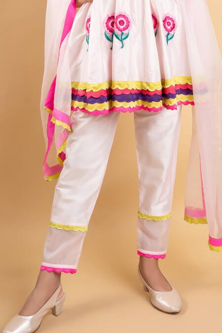 Kirti Agarwal - Pret N Couture Pink Organza, Spandex, Cotton Embroidery Floral A-line Kurta Set Online at Aza Fashions Kirti Agarwal - Pret N Couture_Pink Organza, Spandex, Cotton Embroidery Floral A-line Kurta Set _Online_at_Aza_Fashions