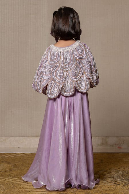 Kirti Agarwal - Pret N Couture Pearl Embroidered Cape & Plazzo Set 