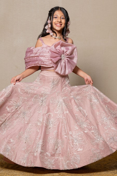 Kirti Agarwal - Pret N Couture Pink Net Embroidered Sequin And Beads Lehenga With Top 