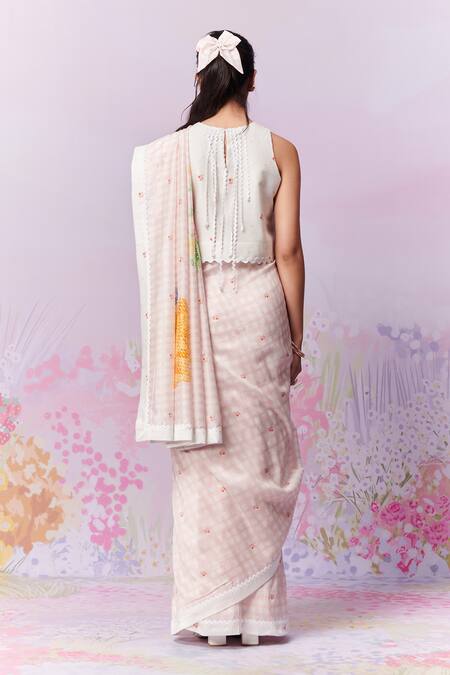 Shop Moh India Multi Color Chanderi Silk Blush Blossom Print Saree With Unstitched Blouse Piece at Aza Fashions Shop_Moh India_Multi Color Chanderi Silk Blush Blossom Print Saree With Unstitched Blouse Piece _at_Aza_Fashions