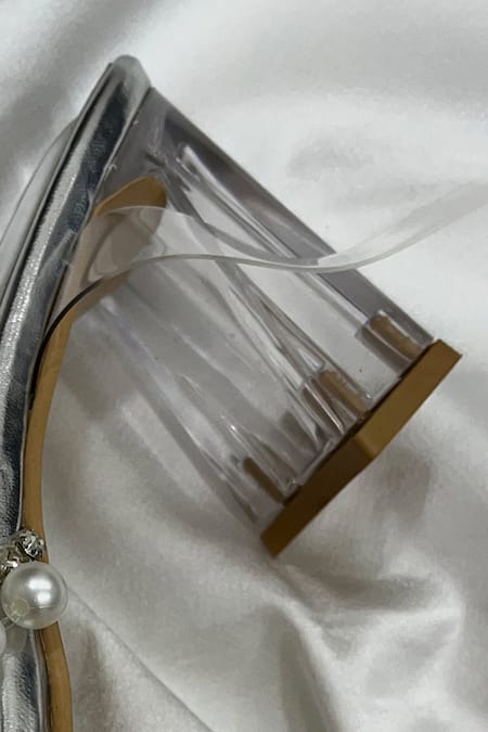 Buy_Ciel_Silver Crystals, Pearls The Twilight Embellished Heels _Online_at_Aza_Fashions