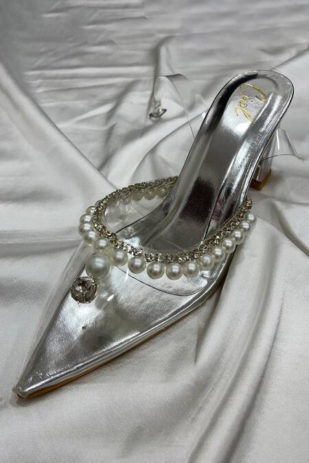 Shop_Ciel_Silver Crystals, Pearls The Twilight Embellished Heels _Online_at_Aza_Fashions