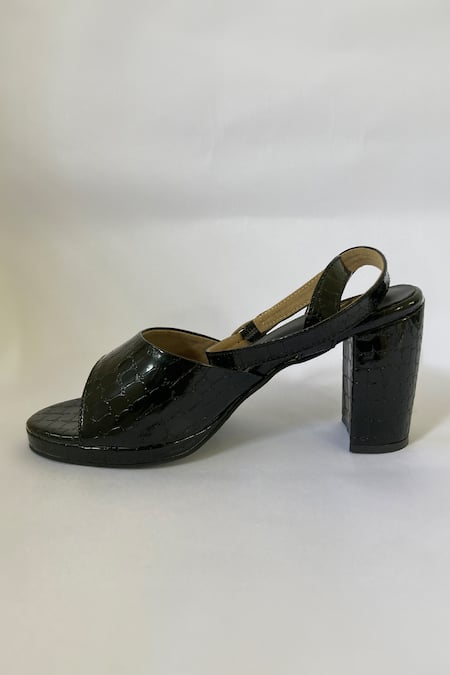 Buy Ciel Black Camila Crocodile Block Heels Online at Aza Fashions Buy_Ciel_Black Camila Crocodile Block Heels _Online_at_Aza_Fashions
