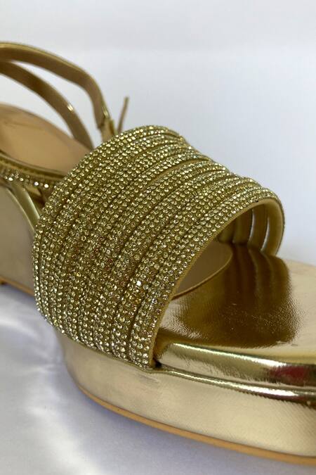 Ciel_Gold Rhinestones The Juliana Embellished Wedges _Online_at_Aza_Fashions