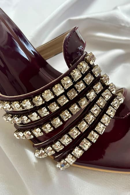 Shop_Ciel_Maroon Crystals The Noir Embellished Heels _Online_at_Aza_Fashions