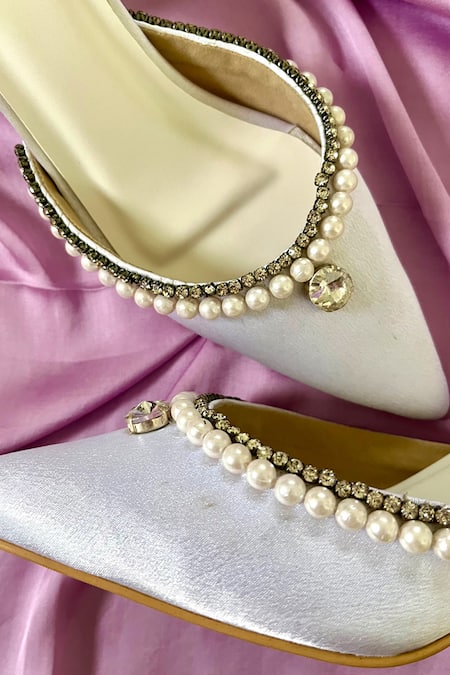 Ciel_Grey Pearls, Crystals The Aveline Border Heels _at_Aza_Fashions