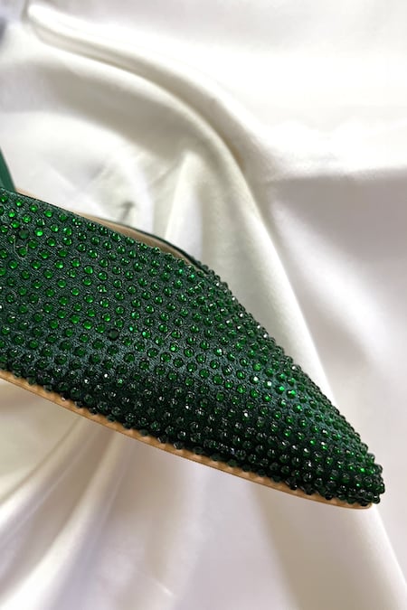 Ciel_Green Stones Tapered Toe Embellished Heels _Online_at_Aza_Fashions