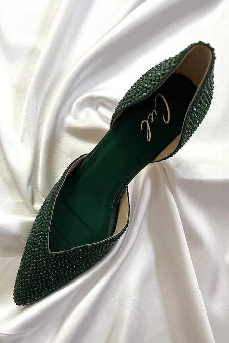 Buy_Ciel_Green Stones Tapered Toe Embellished Heels _Online_at_Aza_Fashions