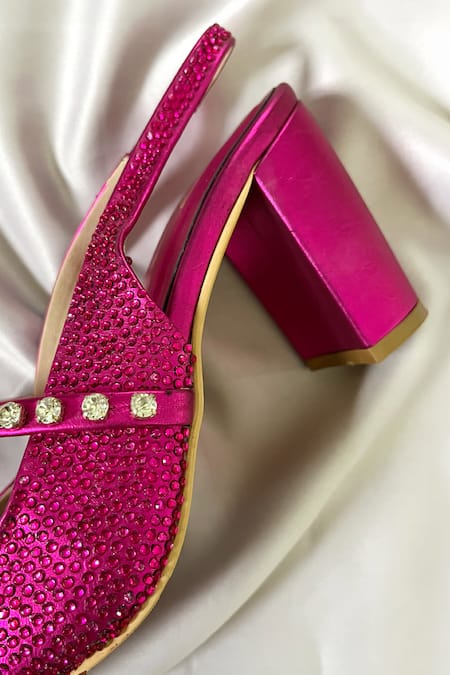 Buy_Ciel_Pink Rhinestones The Prom Embellished Heels _Online_at_Aza_Fashions