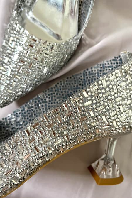 Ciel_Silver Cut Work, Stones The Celestial Embellished Heels _at_Aza_Fashions