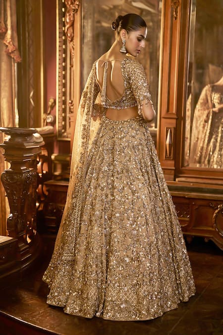 Seema Gujral Floral Patchwork Embroidered Bridal Lehenga Set 