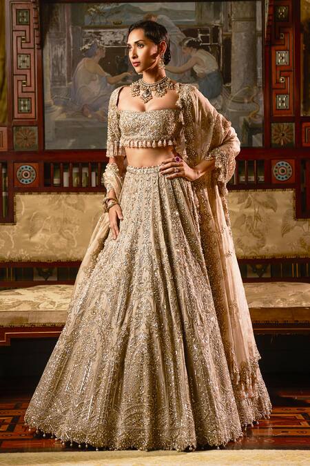 Seema Gujral Bugle Bead Embroidered Bridal Lehenga Set 