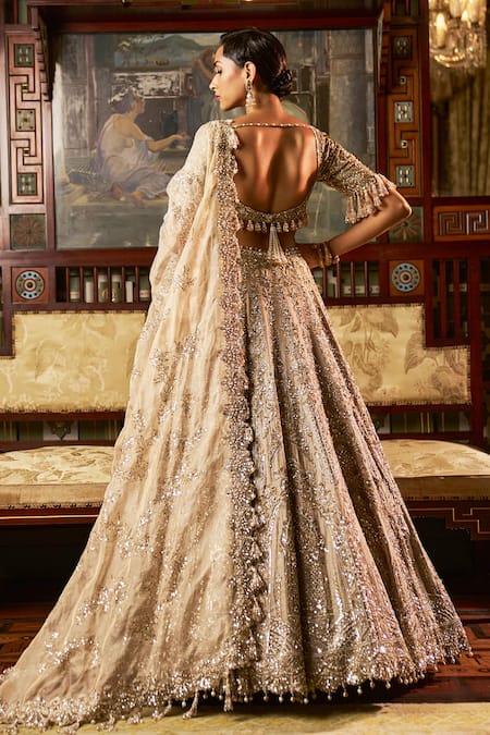 Seema Gujral Bugle Bead Embroidered Bridal Lehenga Set 