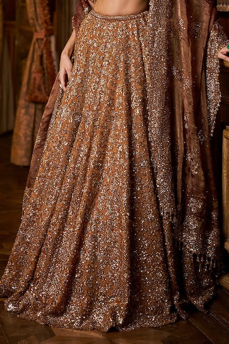 Buy Seema Gujral Yellow Tissue, Organza Crystals, Sequins, Beads, Embroidery Bridal Lehenga Set Online at Aza Fashions Buy_Seema Gujral_Yellow Tissue, Organza Crystals, Sequins, Beads, Embroidery Bridal Lehenga Set _Online_at_Aza_Fashions