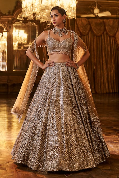 Seema Gujral Geometric Embroidered Bridal Lehenga Set 