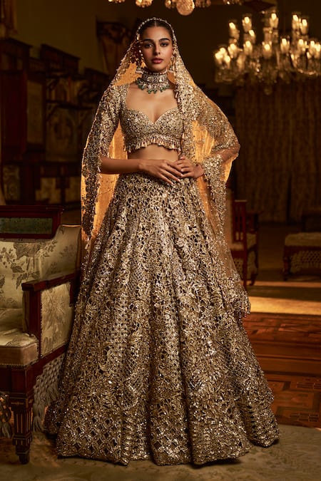 Seema Gujral Floral Cutwork Embroidered Bridal Lehenga Set 