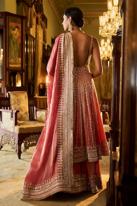 Seema Gujral Linear Embroidered Anarkali Sharara Set 