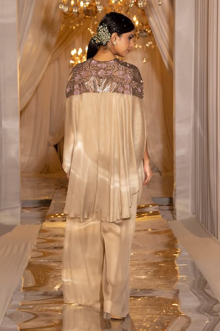 Islie By Priya Jain Metallic Embroidered Cape Pant Set 