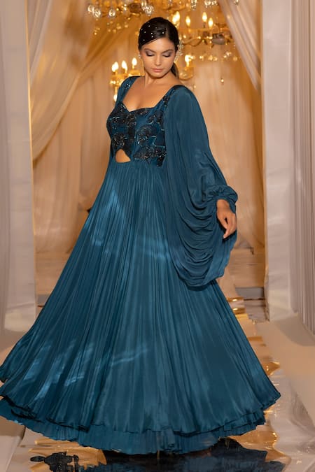 Islie By Priya Jain Floral Sequin & Cutdana Embroidered Gown 