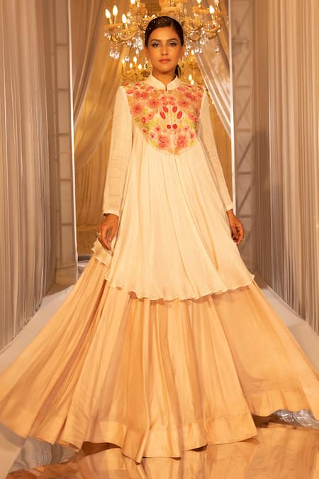 Islie By Priya Jain Floral French Knot Embroidered Kurta & Lehenga Set 