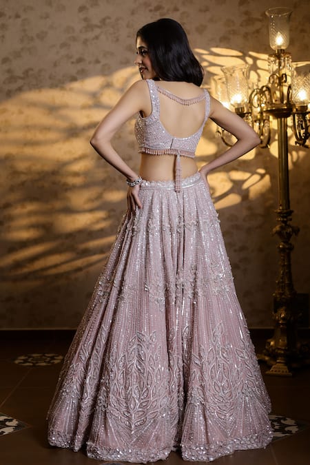 Isa By Dolly Wahal 3D Flower Sequin Embellished Bridal Lehenga Set 