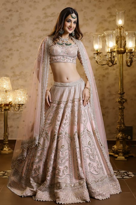 Isa By Dolly Wahal Zardozi Embroidered Floral Bridal Lehenga Set 