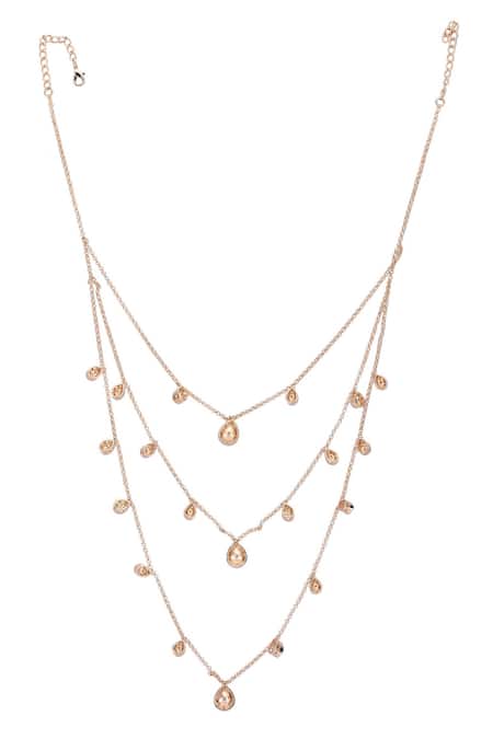 Shop_Auraa Trends_Gold Plated Stones Embellished Layered Necklace Set _Online_at_Aza_Fashions