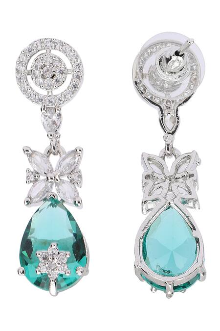 Shop_Auraa Trends_Green Crystals Geometric Carved Kundan Embellished Necklace Set _Online_at_Aza_Fashions