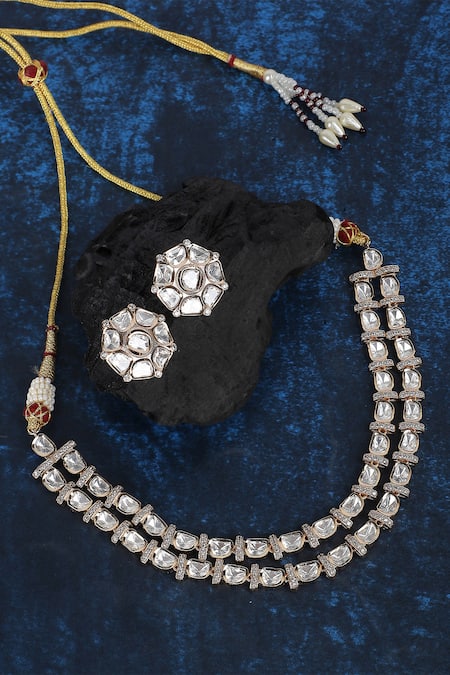 Auraa Trends Polki Embellished Layered Choker Set 