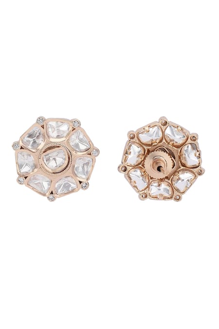 Shop_Auraa Trends_White Pearls, Beads Polki Embellished Layered Choker Set _Online_at_Aza_Fashions