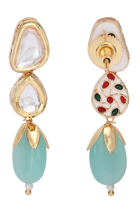 Buy_Auraa Trends_Green Crystals, Stones Drop Embellished Choker Set 