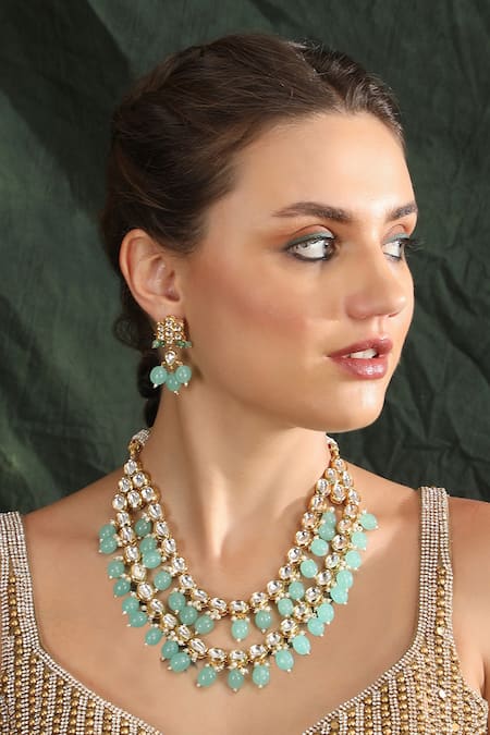 Auraa Trends Crystal Embellished Layered Necklace Set 