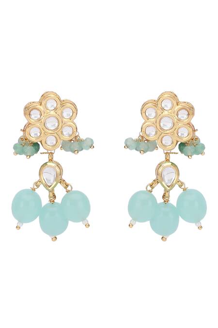 Auraa Trends_Green Crystals, Stones Embellished Layered Necklace Set _at_Aza_Fashions