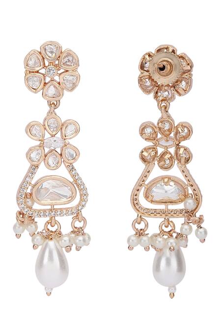 Shop_Auraa Trends_White Crystals Floral Carved Jewellery Set 