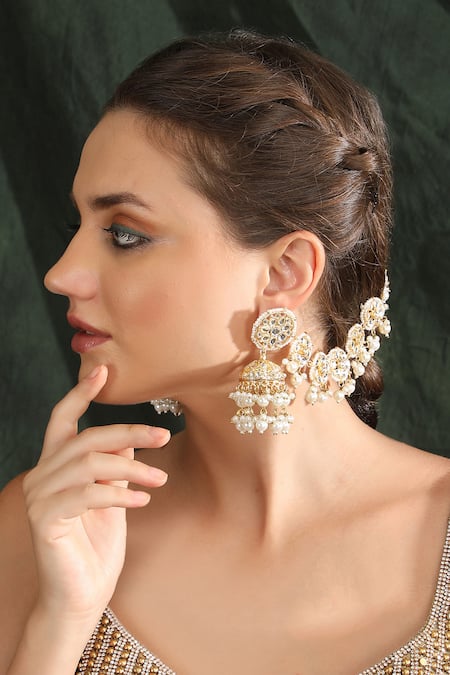 Auraa Trends Clear Crystal Studded Jhumkas 