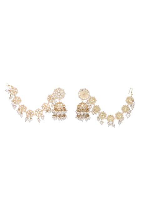 Buy_Auraa Trends_Gold Plated Clear Crystal Studded Jhumkas _Online_at_Aza_Fashions
